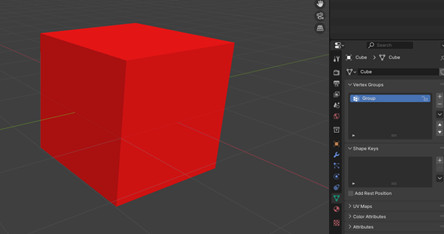 Cube painted red in weight paint mode