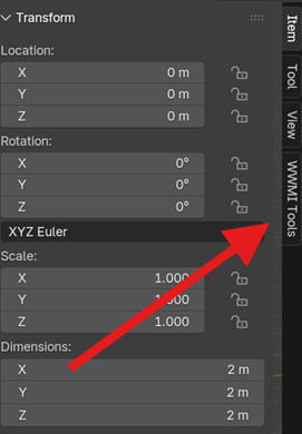 WWMI Tools tab in Blender sidebar