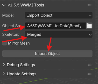 WWMI Tools Import object settings