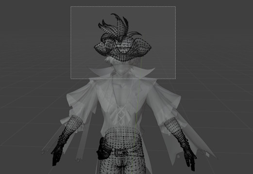 Brant's model in x-ray view with hat vertices selected