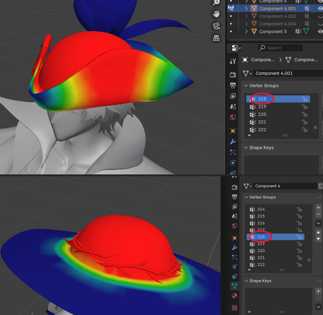 Comparison of Brant's and Phoebe's hat vertex groups