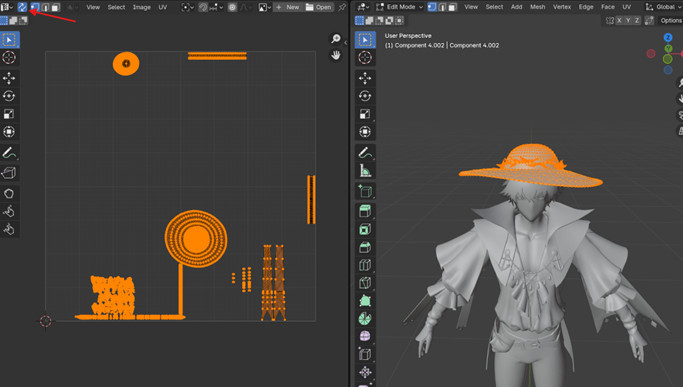 Blender UV sync selection button