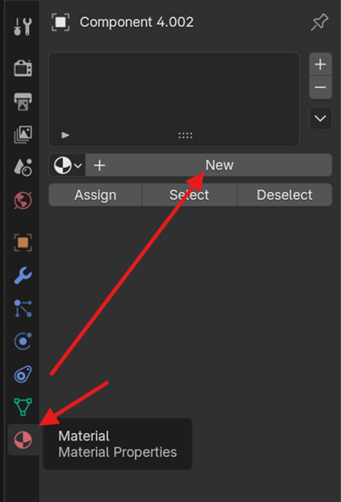 Creating a new material in Blender