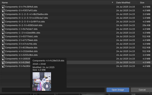File explorer showing Component 4 DDS file