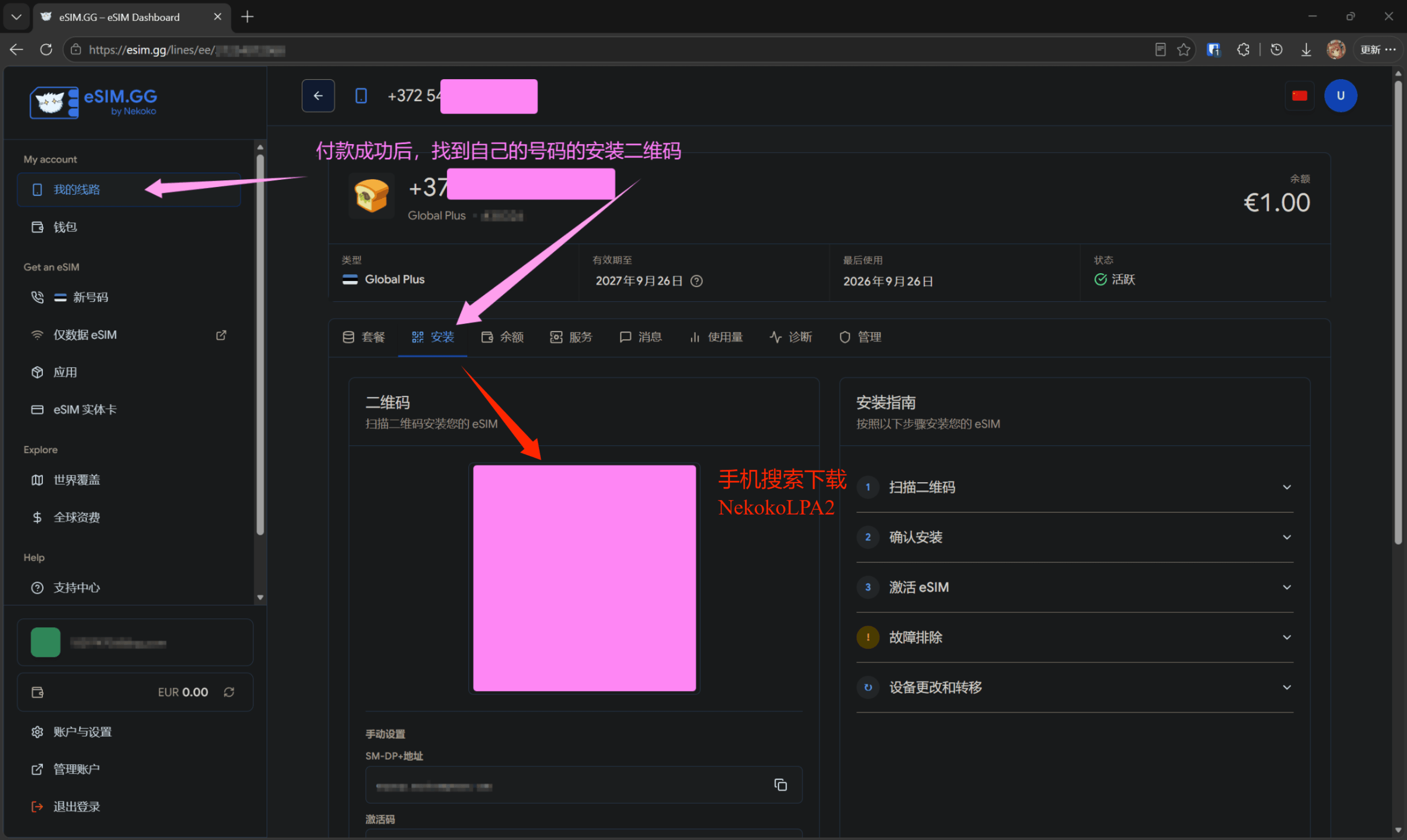 在我的线路中打开安装页面
